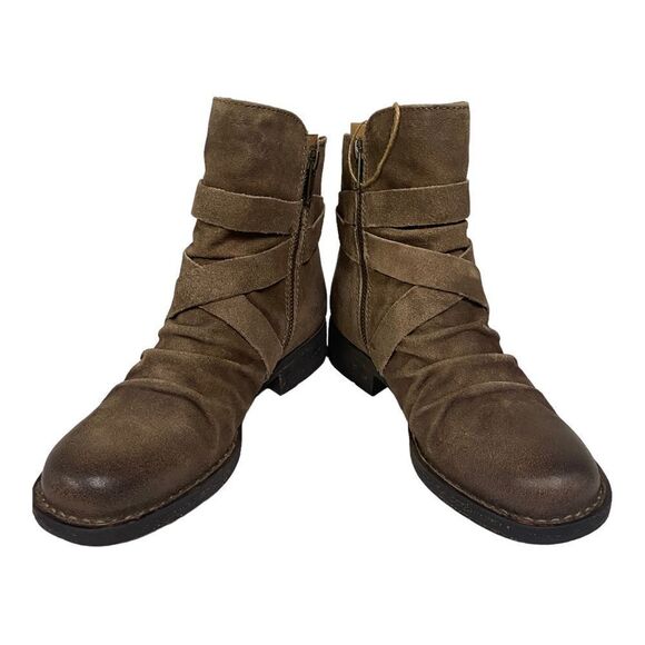 NEW in Box BORN Taupe Distressed Leather Tassel Ankle Boots Booties 6 - Picture 3 of 6